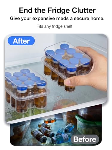 SUNMON 10 Slot Peptide Case for Fridge, 3ml Vial Storage Case for Refrigerator, 3ml Insulin Vial Holder for Diabetic Care (2 Pcs) - size: 3ml-10 Slot 2 Pcs