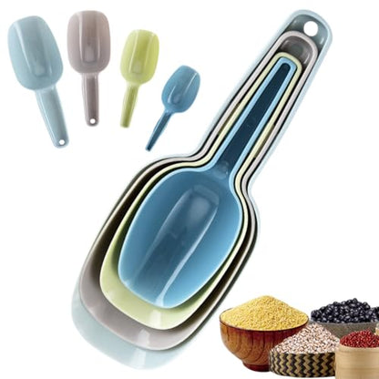 Ice Scoop Set of 4, Plastic Kitchen Scoops for Canisters, Flour, Dry Foods, Candy, Pop Corn, Coffee Beans and Pet Food