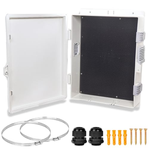 Electrical Junction Box, Outdoor Water Resistant Nema Enclosure, Ventilated ABS Plastic WiFi Project Box with Internal Mounting Panel & Hinged Cover 13" L x 9" H x 3.7" W - size: 13"L x 9"H x 3.7"W