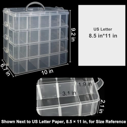 Guyuyii 4-Tier Stackable Storage Organizer Box with Carrying Handle - color: 1 pack 40 compartment