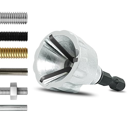 GMTOOLS Deburring External Chamfer Tool with YG8 Carbide Blade, Deburring Drill Bit Set, Remove Burr Tools with Quick Release Shank, Repair Tools for Damaged Bolts Fits for 1/8"- 3/4" (3mm-19mm)