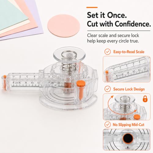Circle Cutter for Paper & Crafts, Paper Cutter with 1 to 8in Cut Diameter