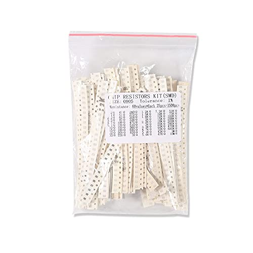 1500pcs 0805 SMD Resistor Kit 0805 Chip Resistor Assortment Kit 1% 1/8W 0.125W 60 Values 0 ohm-10M ohm Resistors - style: 0805-1500pcs