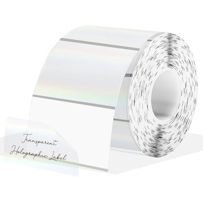 3x2 Inch Transparent Holographic Thermal Labels Stickers, Clear Self-Adhesive Direct Thermal Labels, Perforation Line Design& Waterproof- 200 Sheets - size: 2*3 inch