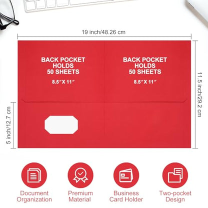 Harloon 75 Pack Red Two Pocket Paper Folders Bulk, Letter Size - color: Red