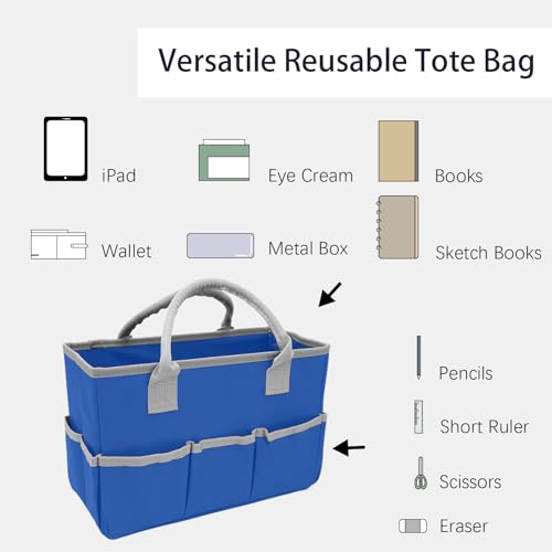 Cupohus Art Organizer Craft Storage Tote Bag with Multiple Pockets (Blue) - color: Blue with Grey