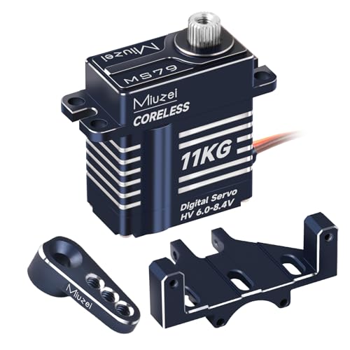 Miuzei 11kg High Torque Coreless Micro Servo Metal Gear with Mount (Blue) - color: Blue
