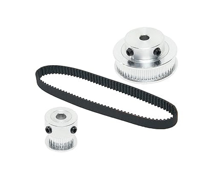 2PCS Set 2GT Aluminum Timing Pulley 20&48 Teeth 6.35mm Bore Synchronous Wheel with 2PCS Length 200mm Width 6mm Belt (20-48T-6.35B-6) - size: 6.35MM Bore, style: 20-48T-6.35B-6MM