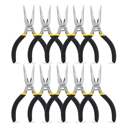 BOOSDEN 5'' Small Needle Nose Pliers 10 Pack, Mini Needle Nose Pliers, Micro Needle Nose Pliers - size: 5" (10 Pack)