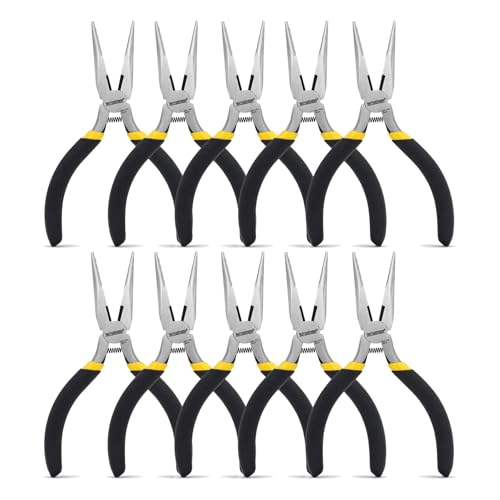 BOOSDEN 5'' Small Needle Nose Pliers 10 Pack, Mini Needle Nose Pliers, Micro Needle Nose Pliers - size: 5" (10 Pack)