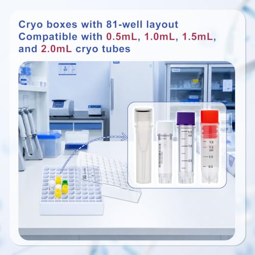 2in PC Cryo Boxes, 81-Well Tube Racks, Case of 20, White - color: White, size: 2in,81-well