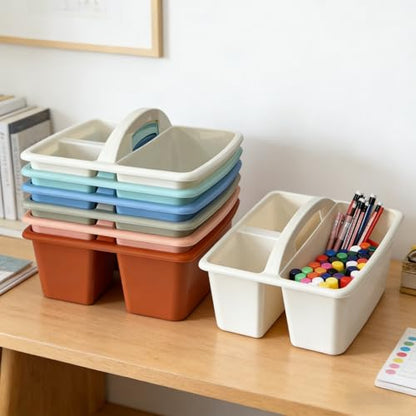 Set of 6 Classroom Caddy, Small Plastic Storage Caddy with Handle, Boho - color: Boho