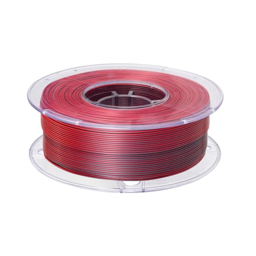 CC3D Silk Dual Color Black Red PLA Filament 1.75mm 1KG 3D Printer Filament 2 Color Coextrusion Shiny Metallic Filament 3D Printing Material Bicolor PLA Black Red - color: Silk Black/Red