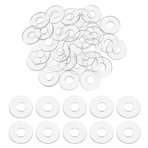 PATIKIL Flat Washer, 200 Pcs PVC Plastic Washers Round Sealing Spacer Gasket 4mm ID 10mm OD 0.5mm Thickness for Shower Door Handles Towel Bars Grommets Hardware Replacement, Clear - size: 4mm ID x 10mm OD x 0.5mm Thickness