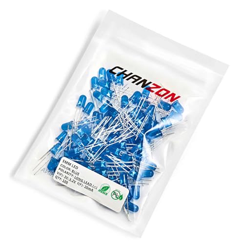 CHANZON 100 pcs 5mm Blue Diffused LED Diode Lights(DC 3V 20mA) - color: I) Blue-blue (100pcs)
