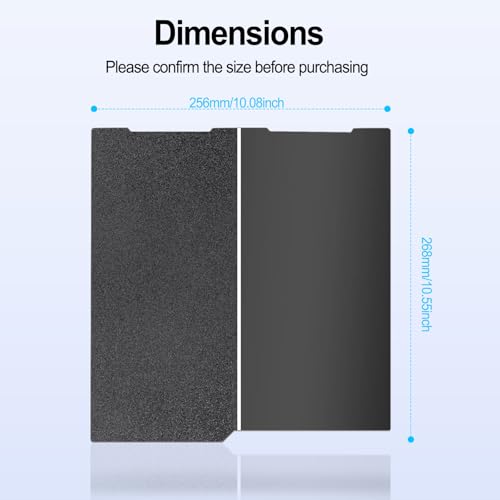 256x268mm Black PEI Double Sided Build Plate for Anycubic Kobra 3 V2/Kobra 3/Combo/ACE Pro, Smooth PEI+Textured PEI Spring Steel Plate Flexible Plate for Anycubic Kobra 3 3D Printer - size: 256x268mm