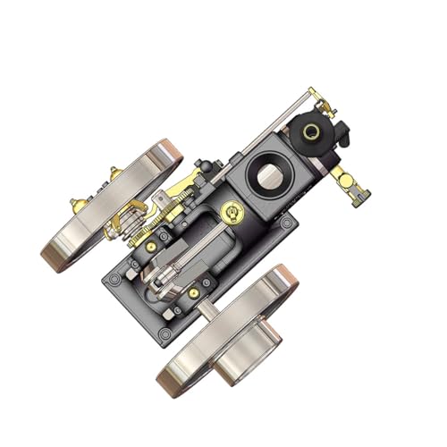 Retrol Engine HM-01 Hit and Miss Engine Model Kit, 4-Stroke Fixed Horizontal Metal Engine Kit with Base Equipment Box/Tankk/Pipe/CDI Igniter/Spark Plug, Gift -Assembled - style: Assembled Version