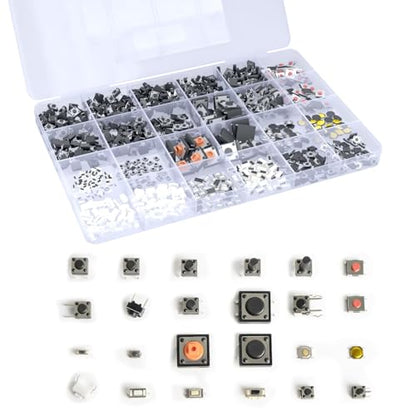 620 Pcs 24 Value Micro Momentary Tactile Switch Assortment Kit - style: 620 Pcs 24 Value