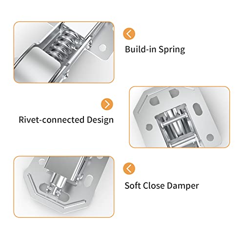 Chibery 4 Pack 90 Degree Soft Close Surface Mount Spring Hinges, Easy Installation No Pre-drilled, Noiseless Frameless Hidden Concealed Kitchen Cabinet Hinge for Cupboard Folded Replacement Hardware
