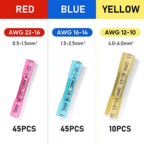 TICONN 100PCS Heat Shrink Butt Connectors, Crimp Wire Connectors Kit - size: Mix 100 PCS