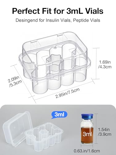 SUNMON 10-Slot Peptide Case for Fridge, 3ml Vial Storage Case for Refrigerator, 3ml Insulin Vial Holder for Diabetic Care (1 Pcs) - size: 3ml-10 Slot