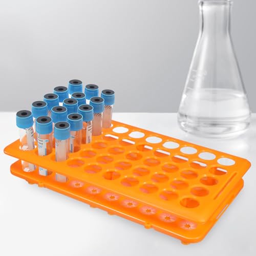 Totority Test Tube Rack 50-Slot Tube Storage Organizer Polypropylene Test Holder for Chemistry Labs Lab Organizer for Scientific Research Industrial Use Food Service 9.64 X 4.92 X 1.85 in