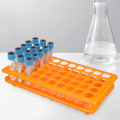 Totority Test Tube Rack 50-Slot Tube Storage Organizer Polypropylene Test Holder for Chemistry Labs Lab Organizer for Scientific Research Industrial Use Food Service 9.64 X 4.92 X 1.85 in