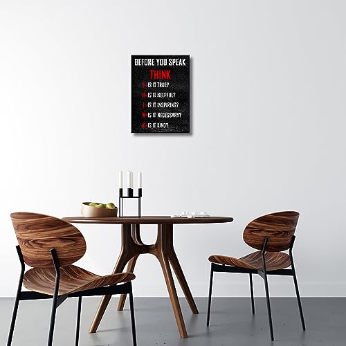 Pyradecor Motivational Think Before You Speak Classroom Positive Quotes Inspirational Poster Canvas Prints Wall Art for Office Living Room Home Decorations - color: Think, size: 16"L x 12"W
