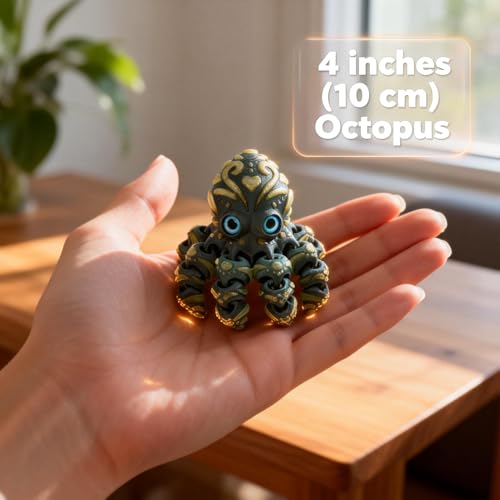 4Pcs 4in 3D Printed Octopus Set, Articulated Flexible Octopus Fidget Toy, 3D Printed Animals Desk Pets for Office, Sensory Stress Relief Sea Creature Toys for Kids & Adults, Easter basket essentials - color: 4pcs Octopus Set-b