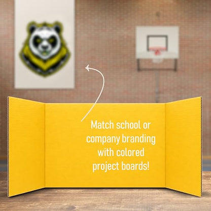 Flipside Products 18" x 48" Yellow Project Boards, Pack of 24, Trifold, Presentation Board, DIY Projects, Small Display, Science Fair, Classroom, Clubs, 4H, Graduation - color: Yellow