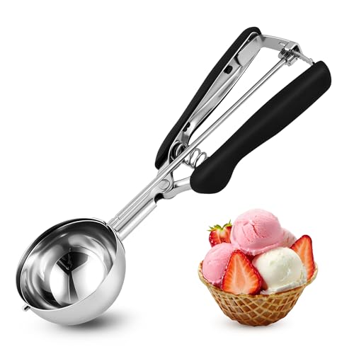 Large Ice Cream Scoop 65MM, Trigger Release Stainless Steel Cookie Scoop, Portion Scoop 2.82 oz/80ml, Commercial Food Disher, for Portion Control, Cookie Dough, Cupcake Batter (5.3 Tablespoon) - size: 5.3 tbsp