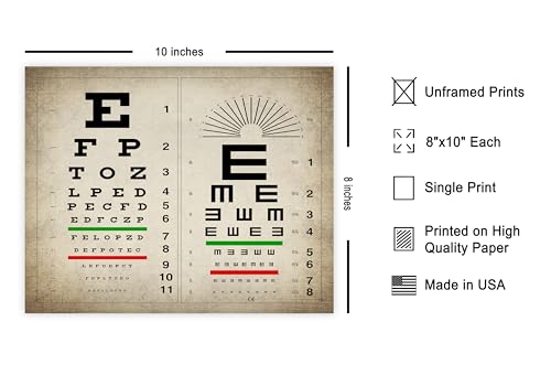 Poster Master Vintage Eye Chart Poster - Retro Vision Test Print - Optical Wall Art - Medical Art - Gift for Men, Women & Doctor - Great Decor for Office, Hospital or Clinic - 8x10 UNFRAMED Wall Art - color: Style-09, size: 8"L x 10"W