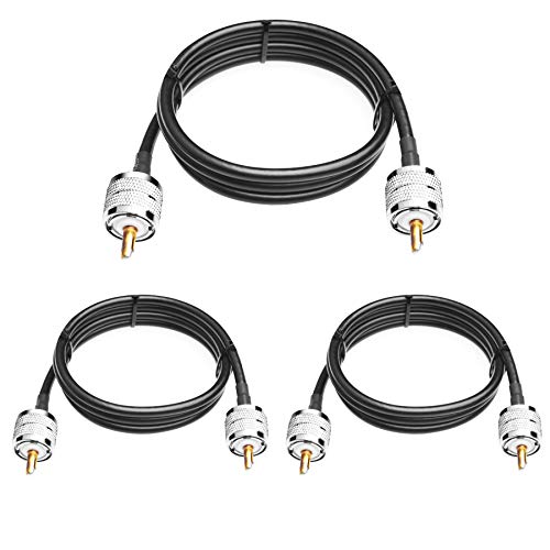 RG58 Coax Cable PL259 Jumper - 3.3FT Low Loss UHF Male to Male Radio Cable for CB Antenna - VHF HF 50 ohm - size: 3.3FT(1M)-3Pcs