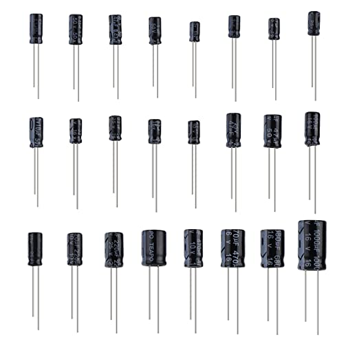 Capacitor Kit, 500Pcs 24 Values Aluminum Electrolytic Capacitor Kit, Range 0.1uF - 1000uF 10V - 50V Assortment Kit for Electronic Repairs on Circuit Boards
