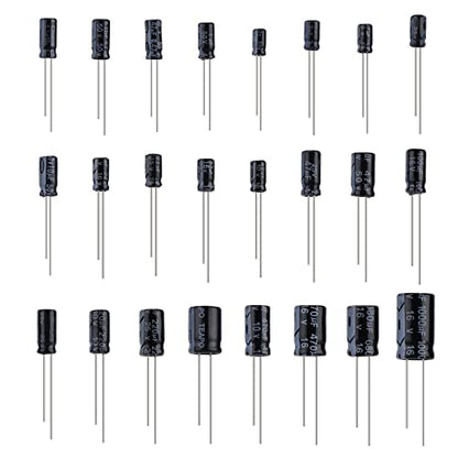 Capacitor Kit, 500Pcs 24 Values Aluminum Electrolytic Capacitor Kit, Range 0.1uF - 1000uF 10V - 50V Assortment Kit for Electronic Repairs on Circuit Boards