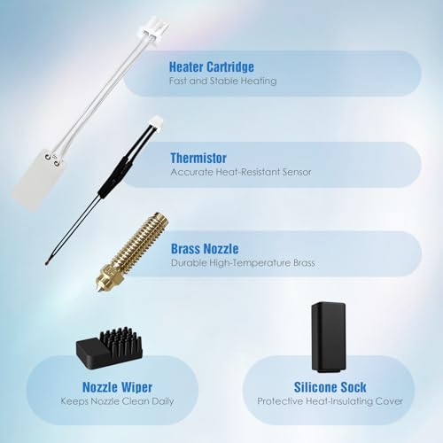 Hotend Kit for Elegoo Centauri Carbon, Fully Pre-Assembled Replacement Hotend with 0.4mm Brass Nozzle, Silicone Socks & Nozzle Wipers Included - 3D Printer Accessories - color: Hotend Kit