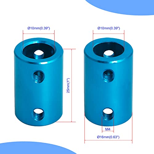 10mm to 10mm Rigid Couplings Set Screw Shaft Stepper Motor, Length 25mm / 1" Motor Coupler Connector Rigid with Screw for 3D Printer, RC Robot, Car Model Shaft, CNC Machine, DIY Encoder 4 Pcs - size: 10mm to 10mm, style: Blue