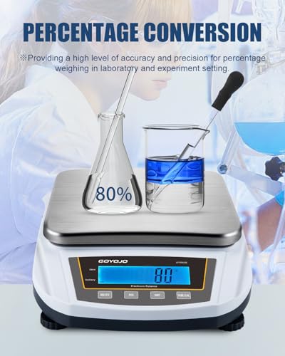 GOYOJO Analytical Balance, 5000g x 0.01g Lab Scale, High Precision Digital Scientific Scale with Stainless Steel Pan, 19 Units, Tare & Piece Counting for Laboratory, Jewelry and Kitchen - color: Silver-5000g x 0.01g