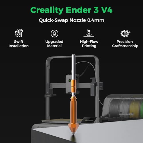 Creality Ender 3 V4 Nozzle 0.4mm, Official Original Unicorn 3D Printer Nozzles Kit, Integrated Hotend Nozzle Kit for Ender 3 V4 3D Printer, All-Metal Design, Anti-Clog, Smooth Flow - style: Ender 3 V4-0.4mm