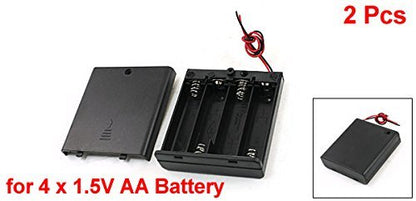 4 x 1.5V AA Battery Case Holder, Black, 2 Pack