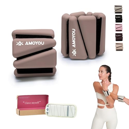 Wrist & Ankle Weights for Women – 2 lb Total, 1 lb Each | Weighted Bangles - color: Latte