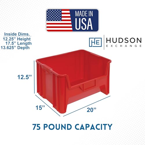 HE HUDSON EXCHANGE 20" x 15" x 12.5" Plastic Giant Stackable Hopper Bin, Red - color: Red, size: 1 Pack