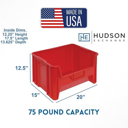 HE HUDSON EXCHANGE 20" x 15" x 12.5" (54 Pack) Plastic Giant Stackable Hopper Bin, Red - color: Red, size: 54 Pack