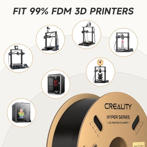 Official CREALITY Hyper PLA Filament 1.75mm, High Speed PLA 30-600mm/s Rapid 3D Printer Filament, Dimensional Accuracy +/-0.02mm, Fit Most FDM 3D Printers, 1KG(2.2lbs) Spool Black - color: Black