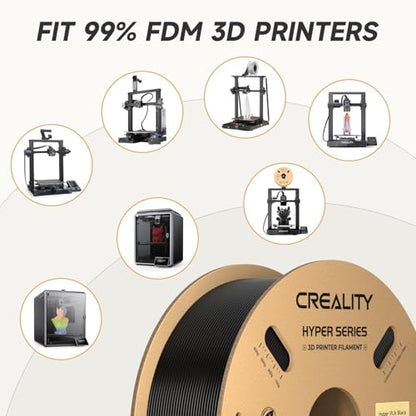 Official CREALITY Hyper PLA Filament 1.75mm, High Speed PLA 30-600mm/s Rapid 3D Printer Filament, Dimensional Accuracy +/-0.02mm, Fit Most FDM 3D Printers, 1KG(2.2lbs) Spool Black - color: Black