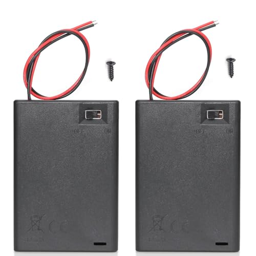 3X AA Battery Case Holder with Lead Wire Bundle Switch Cover and Screws, Battery Storage Boxes, AA Charging 3 Bay Battery Holder, 3 Slots in Parallel Plastic Batteries Case