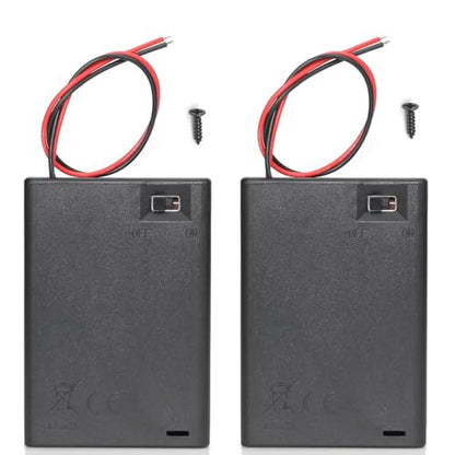 3X AA Battery Case Holder with Lead Wire Bundle Switch Cover and Screws, Battery Storage Boxes, AA Charging 3 Bay Battery Holder, 3 Slots in Parallel Plastic Batteries Case