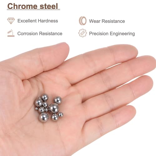 uxcell 600pcs Precision Ball Assortment Kit 1mm 2mm 5mm 5.5mm 6mm 7mm 8mm