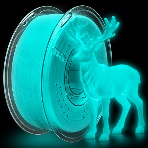 Glow in The Dark PLA+ 3D Printer Filament 1.75mm, Stronger Lighting Effect & Long-Lasting Glow, Luminous Bright 3D Printing Filament for Most 3D Printer - 1kg Spool(Glow Bluegreen) - color: Blue-green