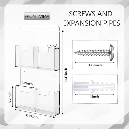Barydat 4 Pocket Acrylic Brochure Holder Wall Mount 7.4 x 4.2 Inches - size: 7.4 x 4.2 Inch